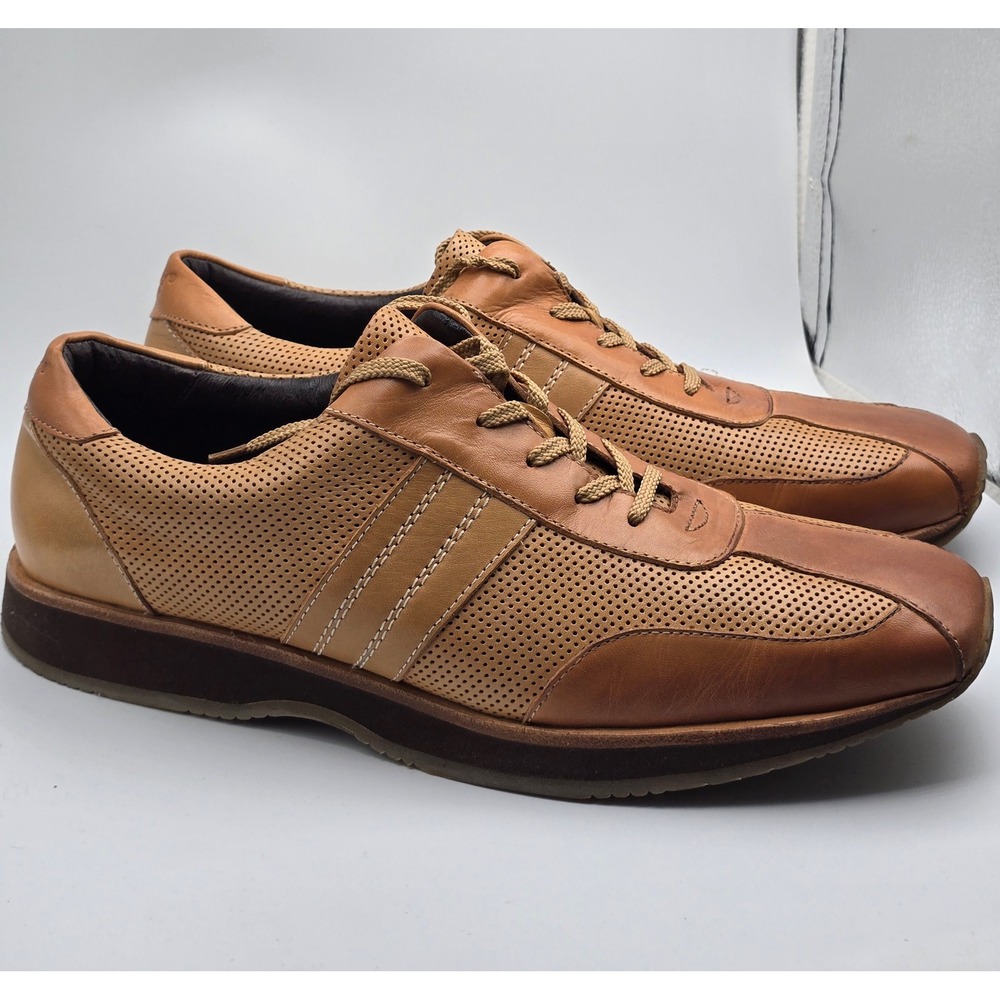 Gordon Rush Zidane Mens 9.5 Perforated Leather Sneakers Light Tan Rust w/ Box